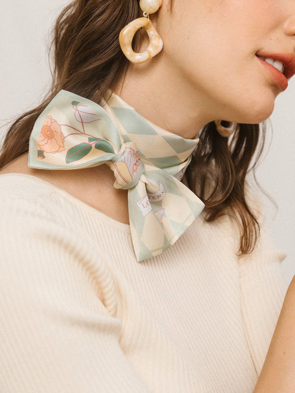 Lost Pattern NYC - "Wonderland" Silk Twill Neck Bow - Pastel Green