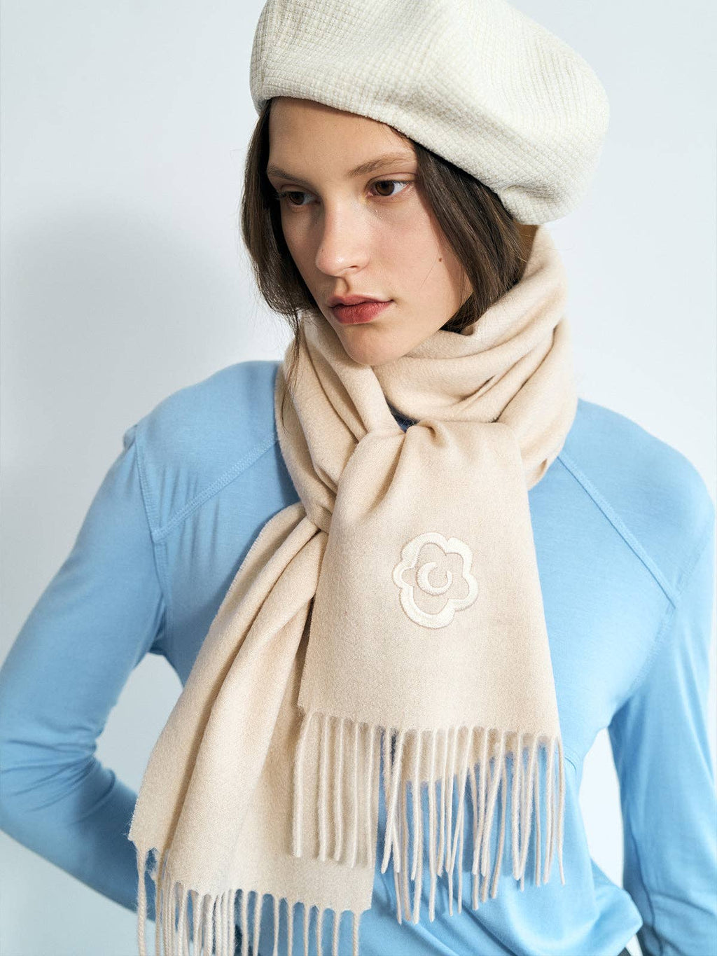 Lost Pattern NYC - "Lost in Warmth" Classic Cashmere Scarf - Cream