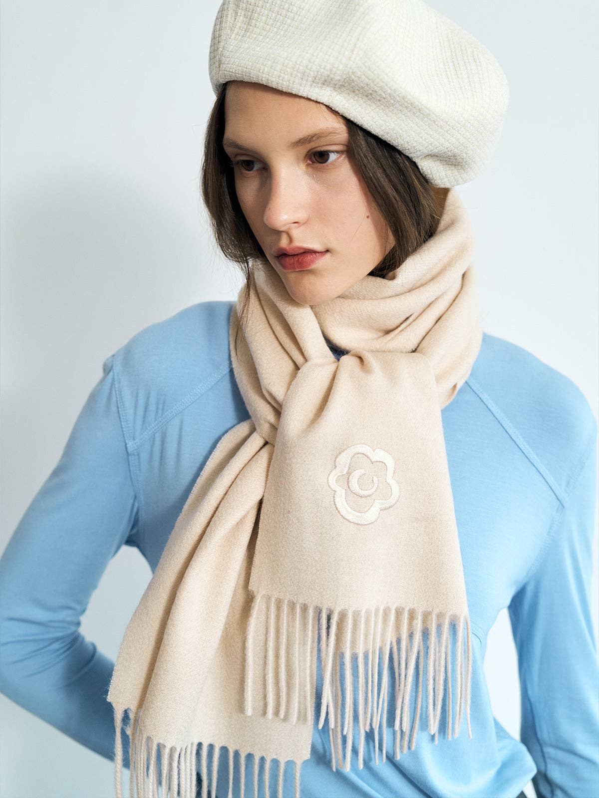 Lost Pattern NYC - "Lost in Warmth" Classic Cashmere Scarf - Cream