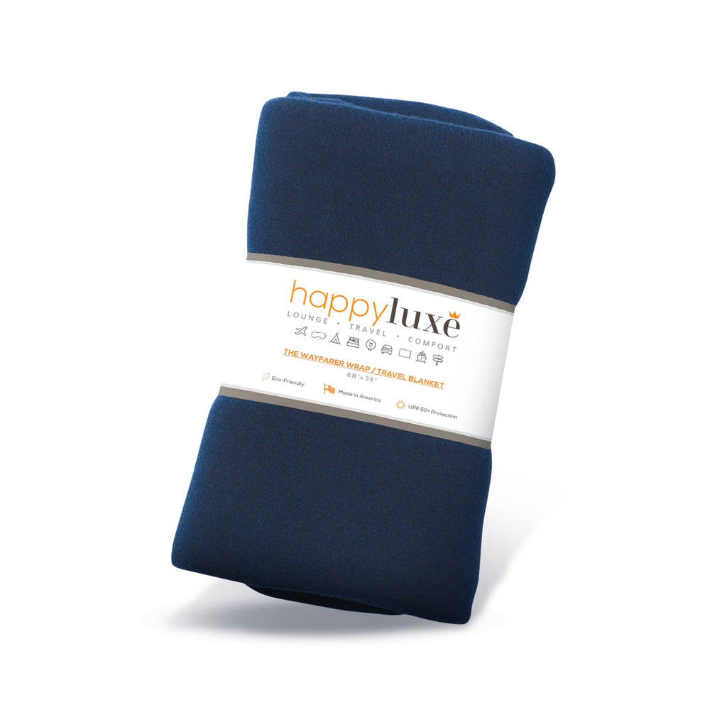 HappyLuxe - The Wayfarer Travel Wrap in Eco-Cashmere - Navy Blue