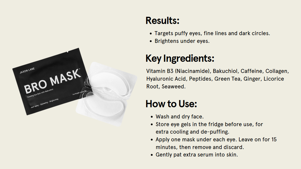 JAXON LANE - BRO MASK Hydrogel Cooling Eye Gels Men's Skin Care - Single