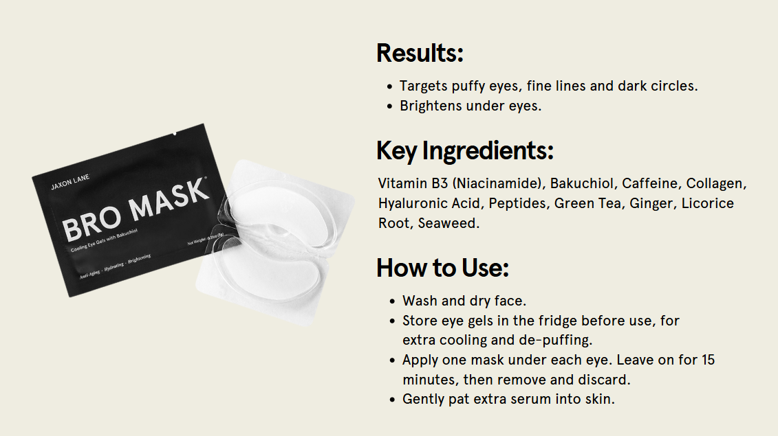 JAXON LANE - BRO MASK Hydrogel Cooling Eye Gels Men's Skin Care - Single