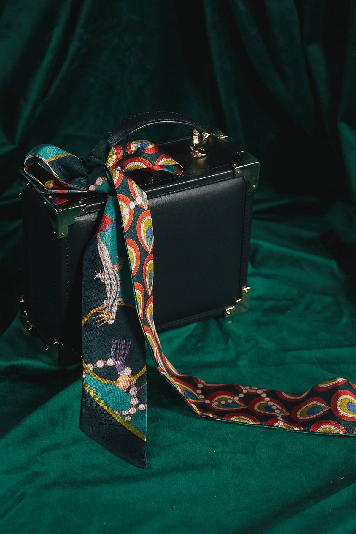 Lost Pattern NYC - "Peacock" Silk Twilly Neck Bow