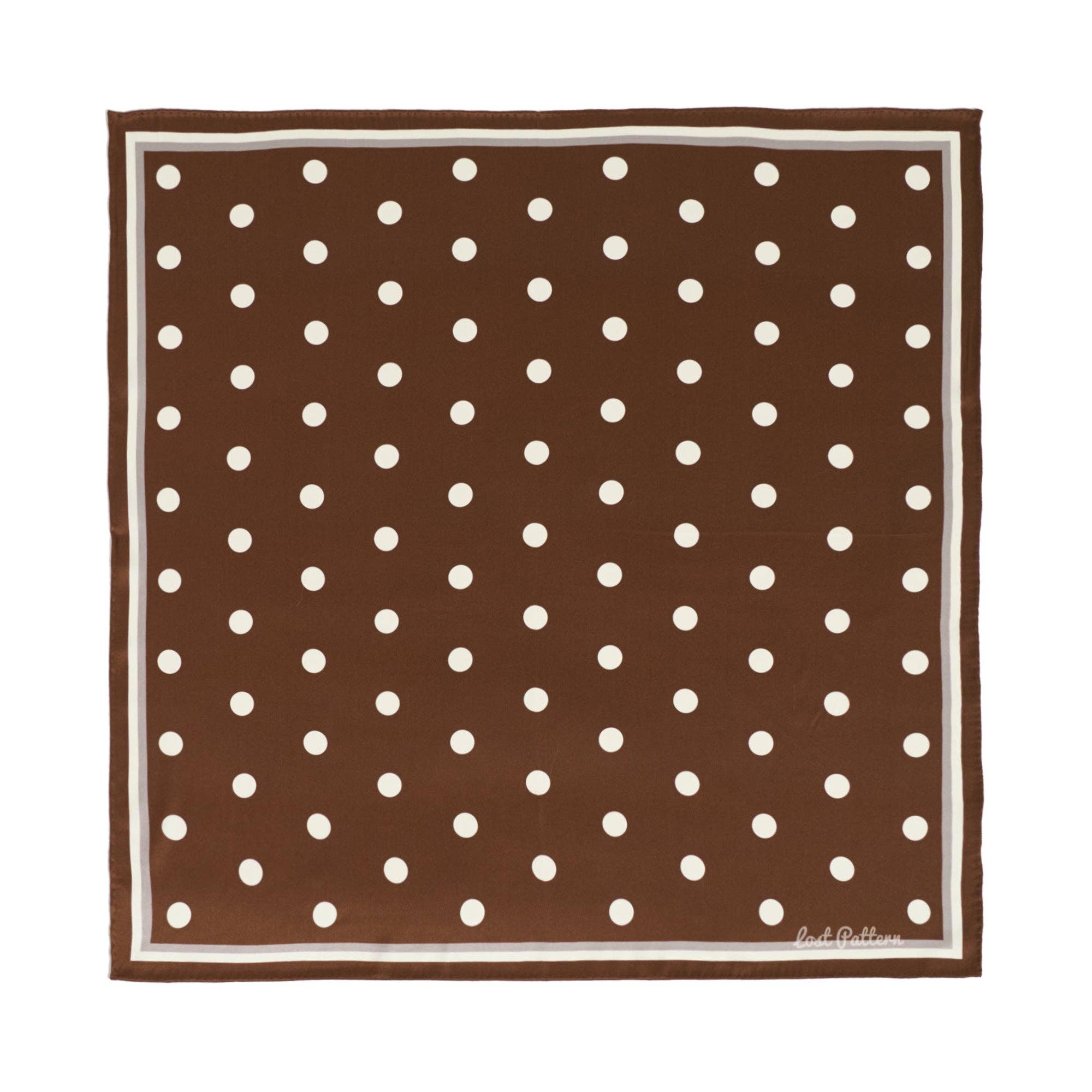 Lost Pattern NYC - "Retro Polka" Silk Bandana Scarf - Cafe Au Lait