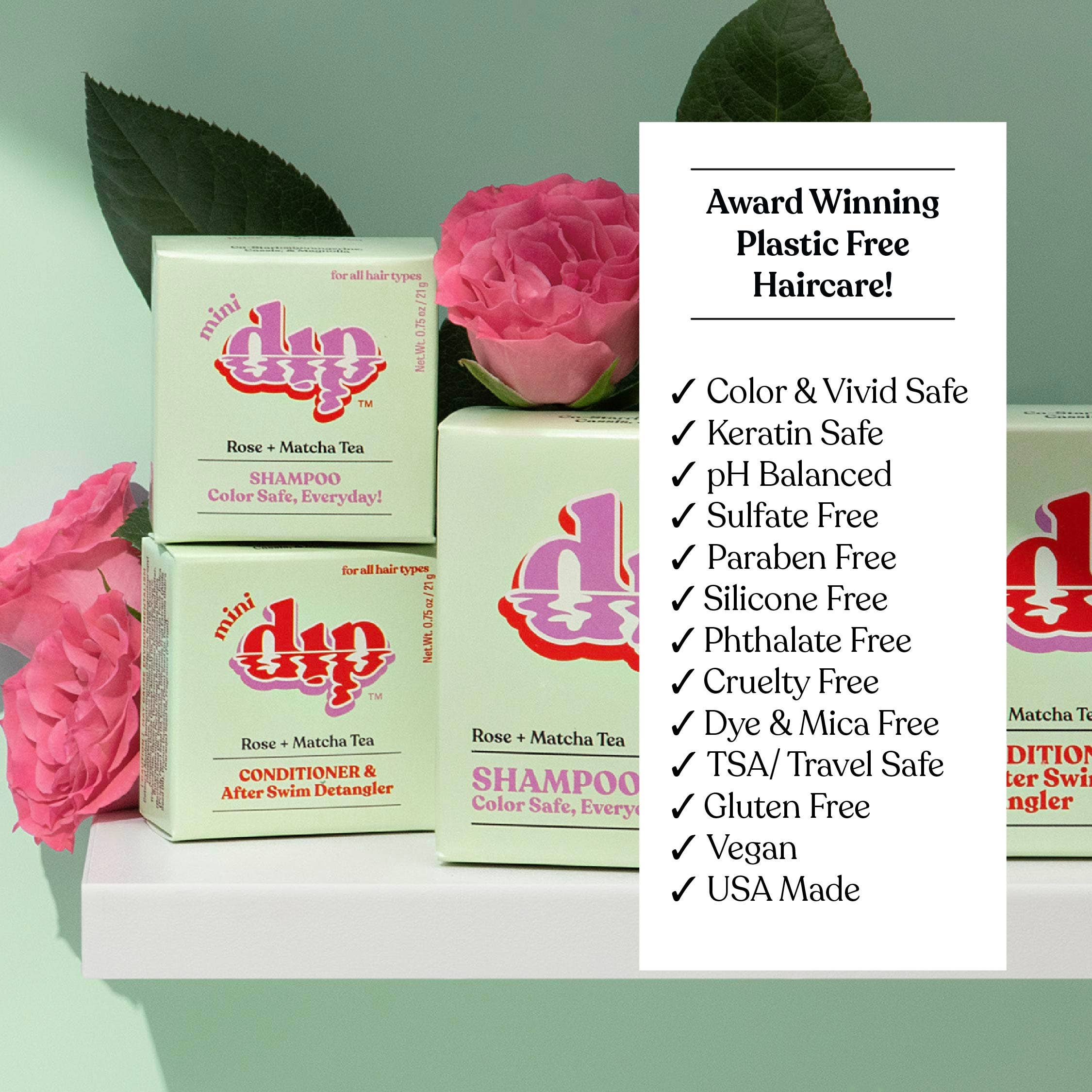 Dip - Mini Dip Shampoo Bar: Color Safe, Everyday - Rose & Matcha Tea