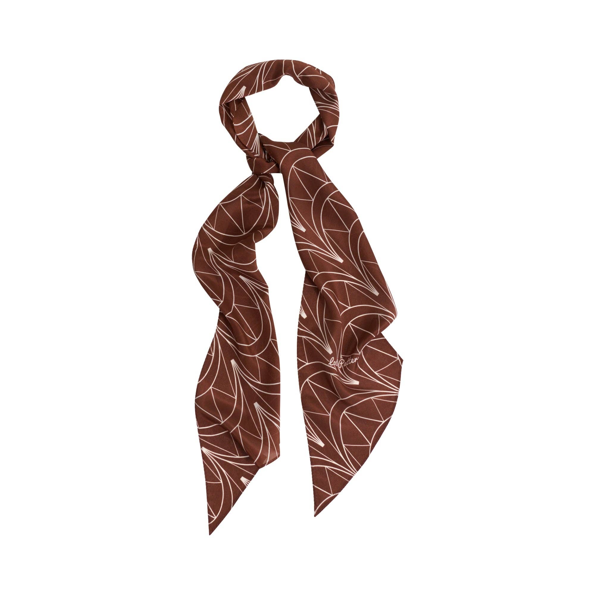 Lost Pattern NYC - "Chrysler" Silk Crepe Neck Scarf - Metropolis Cocoa