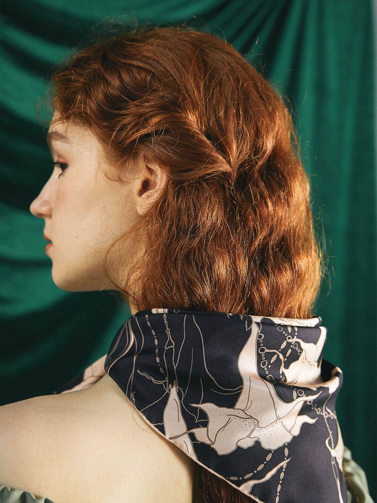 Lost Pattern NYC - "Datura" Silk Bandana Scarf - Espresso