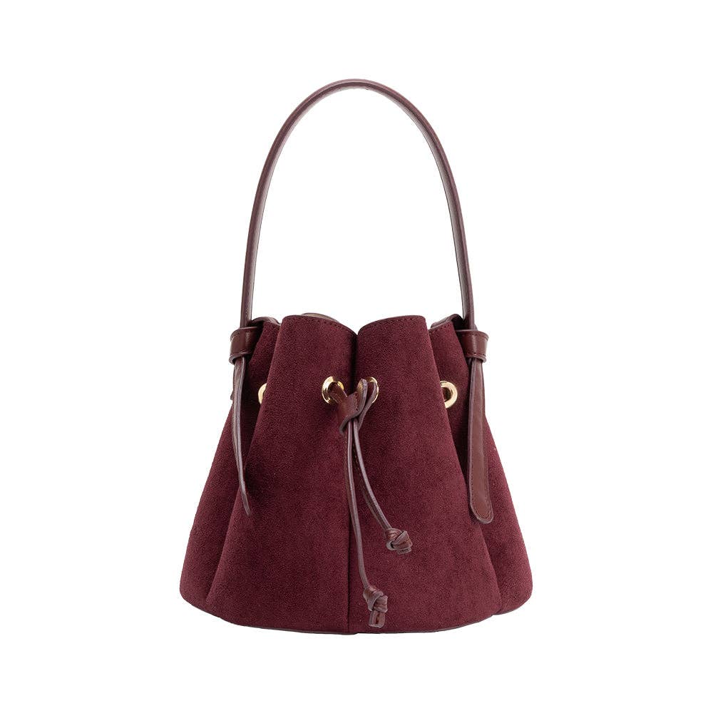 Melie Bianco - Laguna Mini Burgundy Recycled Vegan Suede Top Handle Bag