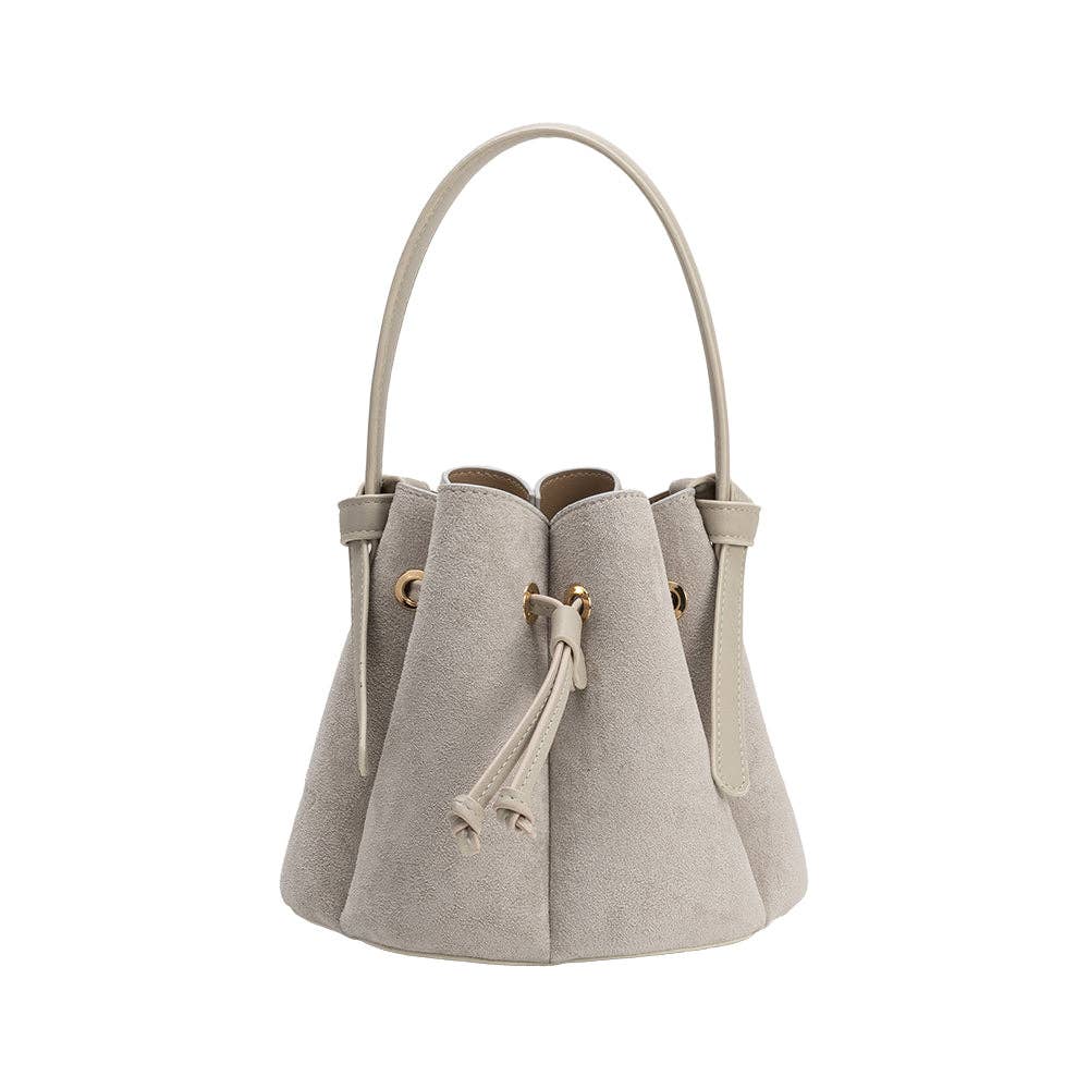 Melie Bianco - Laguna Mini Light Gray Recycled Vegan Suede Top Handle Bag