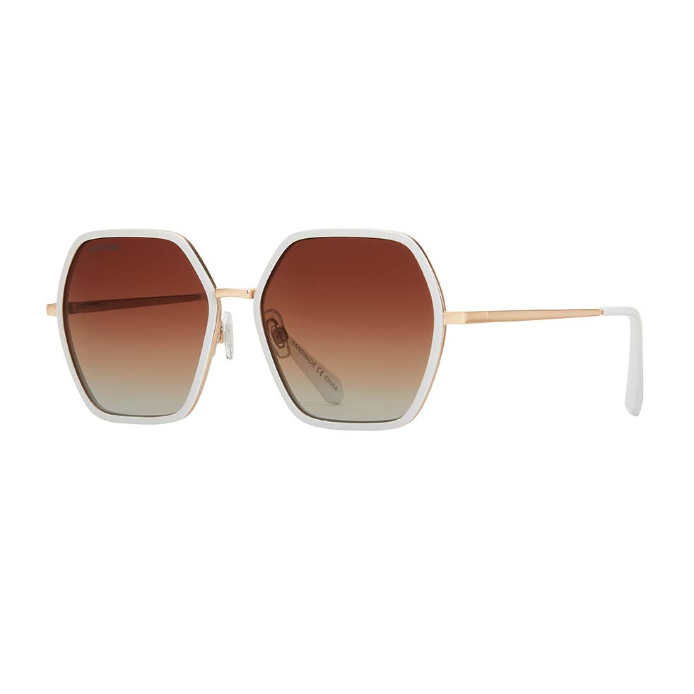 Blue Planet Eco-Eyewear - Addyson- White/Gold / Gradient Brown Polarized Lens