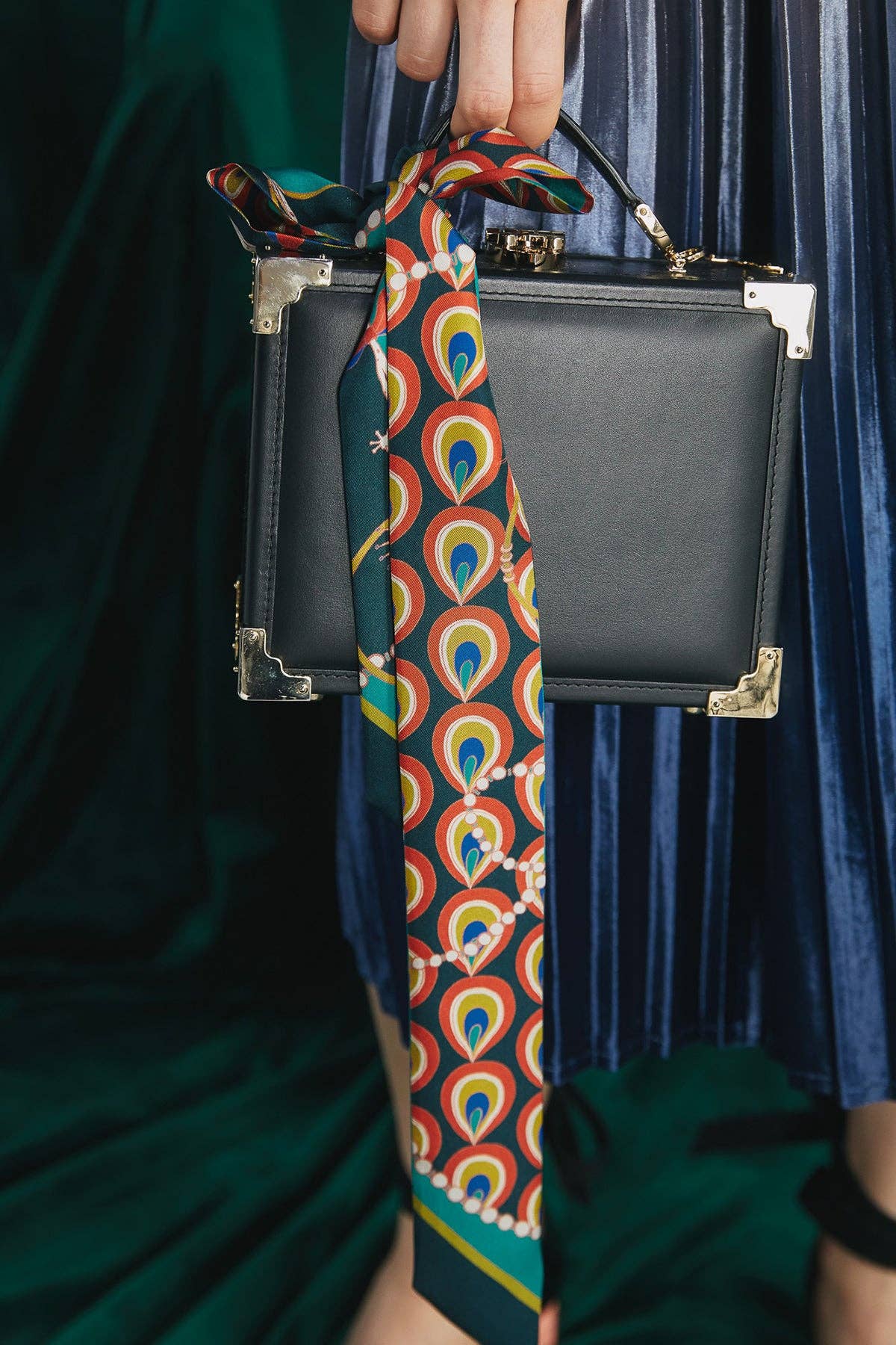 Lost Pattern NYC - "Peacock" Silk Twilly Neck Bow
