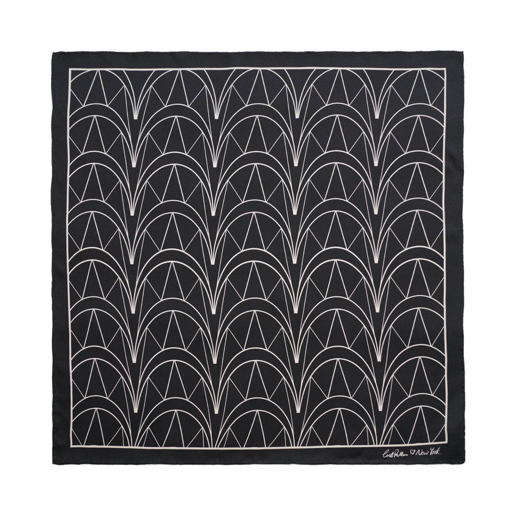 Lost Pattern NYC - "Chrysler" Silk Bandana Scarf - Empire Black