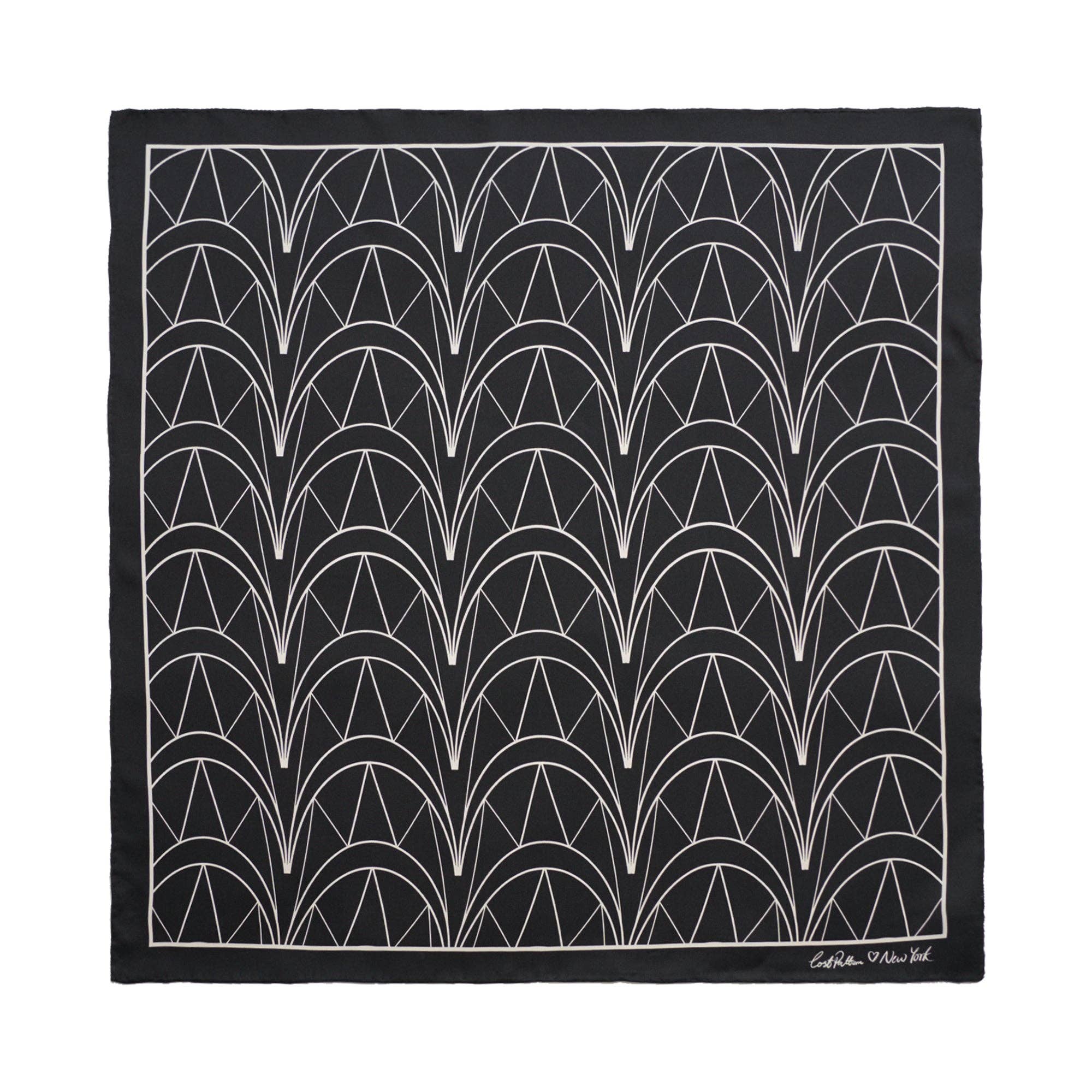 Lost Pattern NYC - "Chrysler" Silk Bandana Scarf - Empire Black