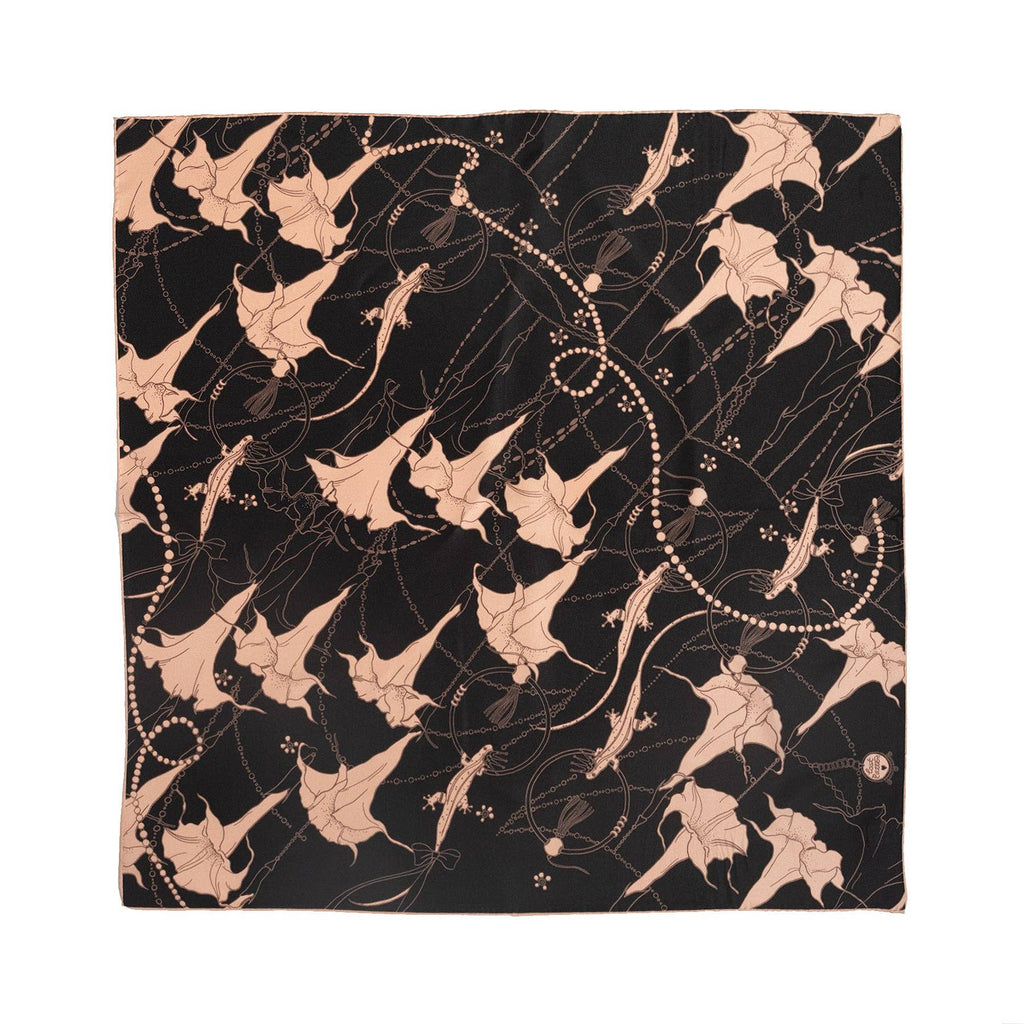 Lost Pattern NYC - "Datura" Silk Bandana Scarf - Espresso