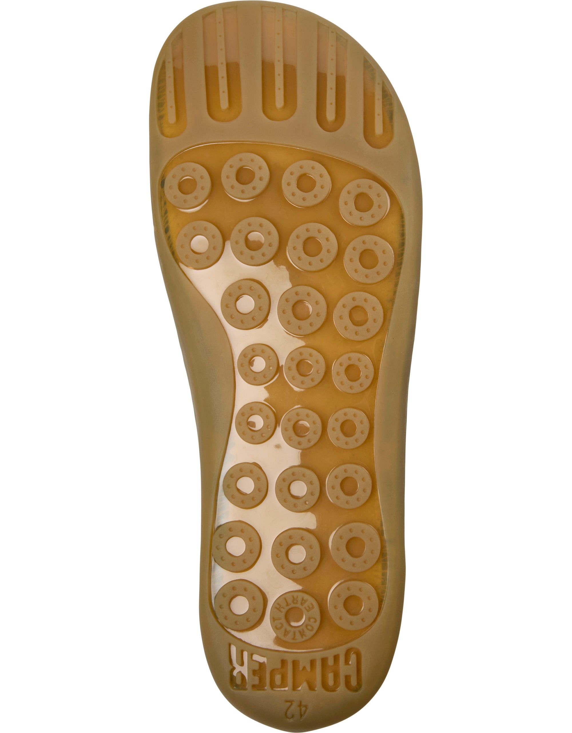 Close-up of a beige outsole on a white background