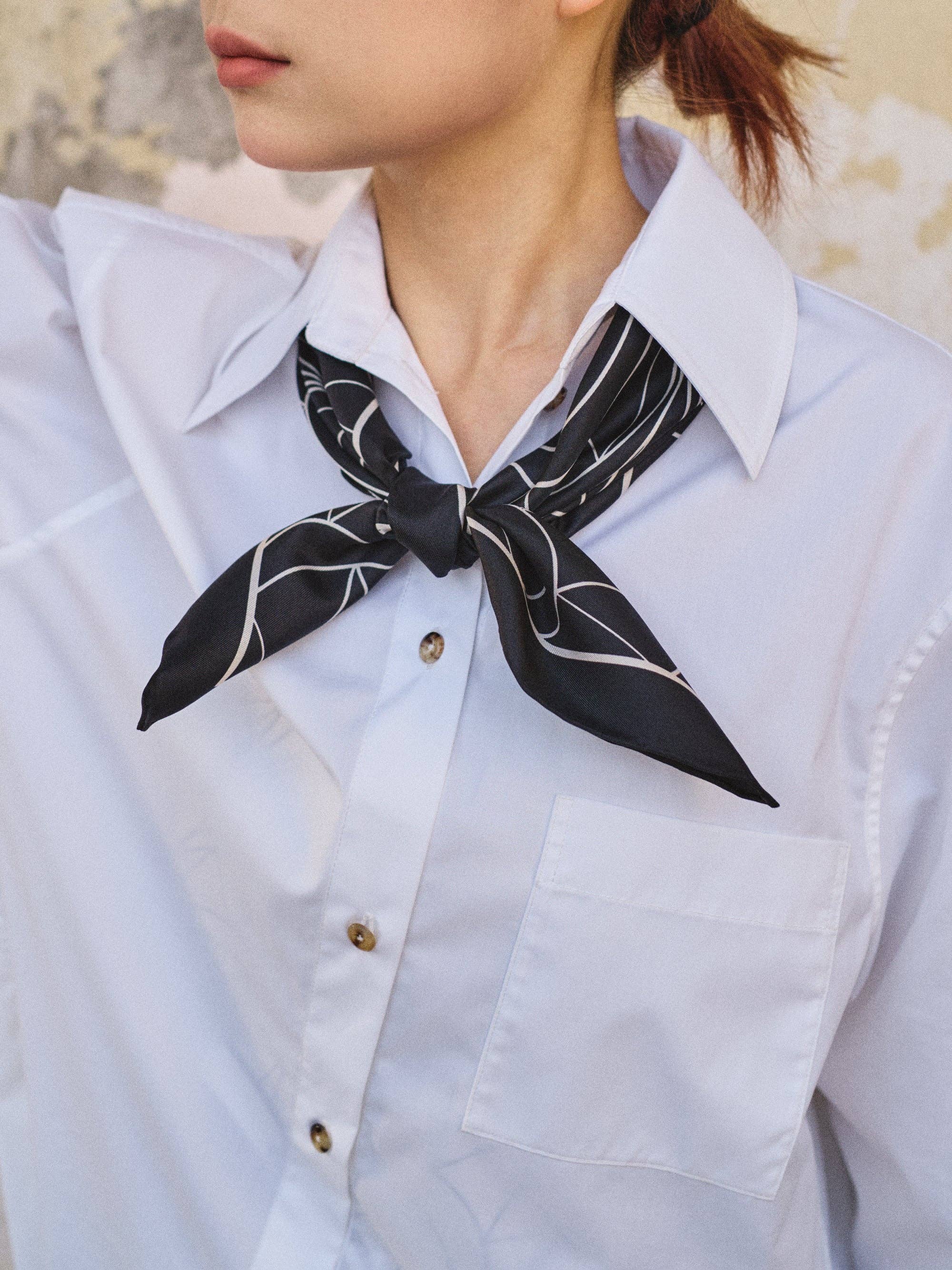 Lost Pattern NYC - "Chrysler" Silk Bandana Scarf - Empire Black