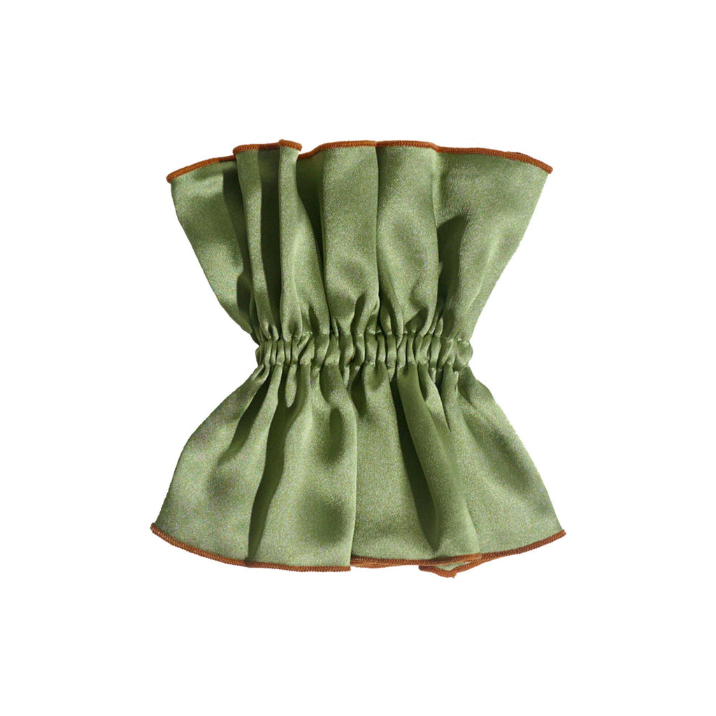 Lost Pattern NYC - "Maxi Flower" Double-Layer Oversized Silk Scrunchie - Martini Olive