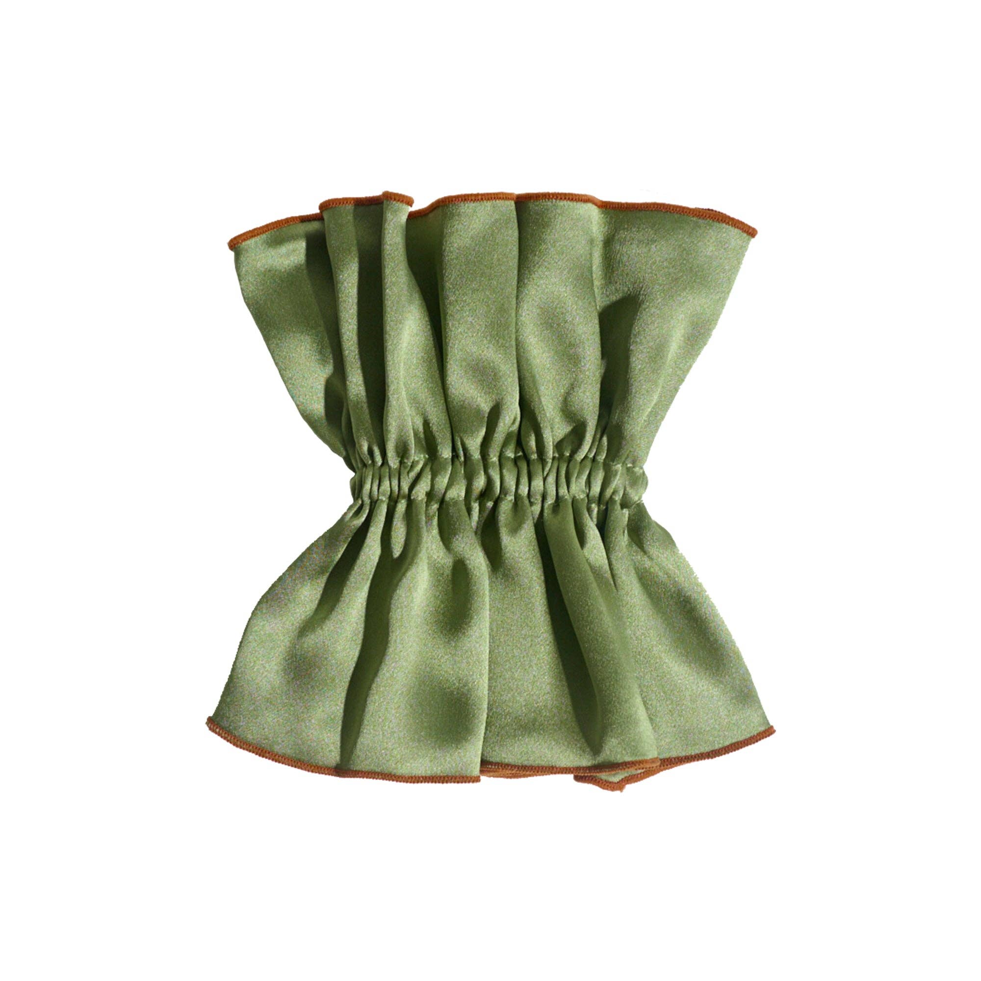 Lost Pattern NYC - "Maxi Flower" Double-Layer Oversized Silk Scrunchie - Martini Olive