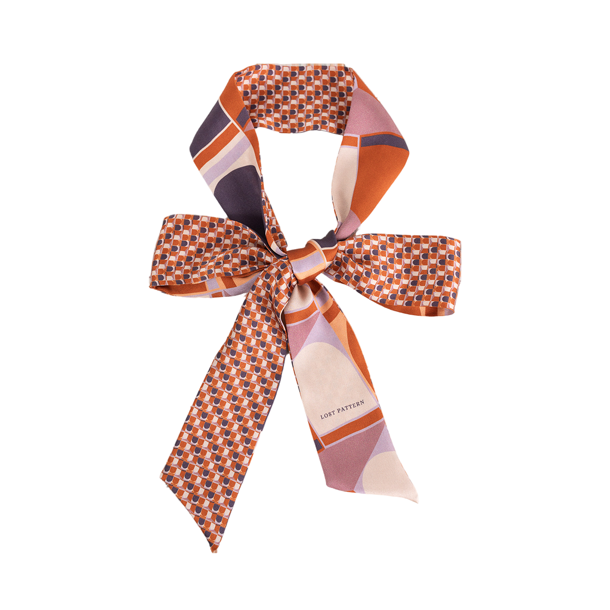 Lost Pattern NYC - "Modular" Silk Skinny Scarf - Orange