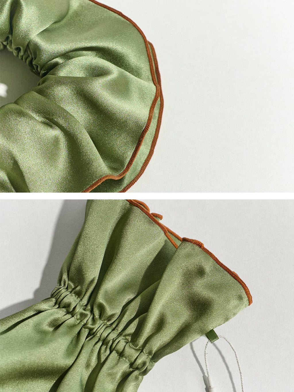 Lost Pattern NYC - "Maxi Flower" Double-Layer Oversized Silk Scrunchie - Martini Olive