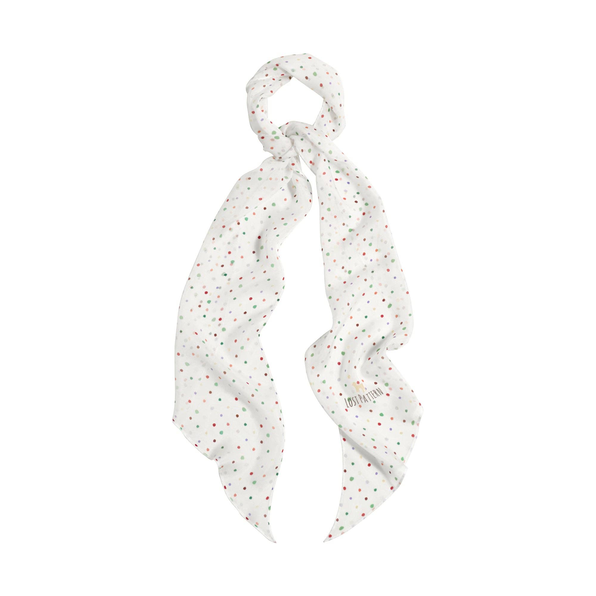 Lost Pattern NYC - "Petal Veil" Silk Chiffon Neck Scarf - Rainbow Gummies