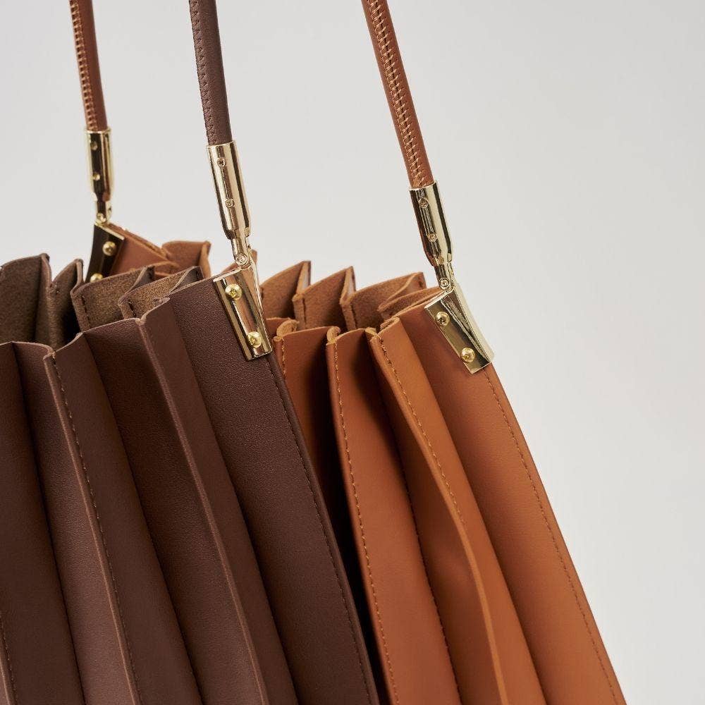 Melie Bianco - Carrie Chocolate Pleated Vegan Shoulder Bag
