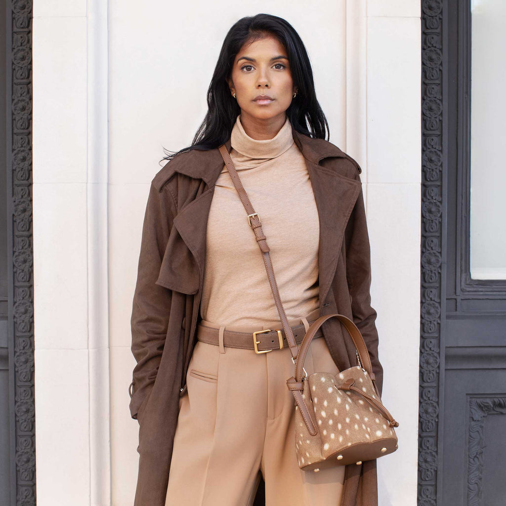Melie Bianco - Laguna Mini Burgundy Recycled Vegan Suede Top Handle Bag