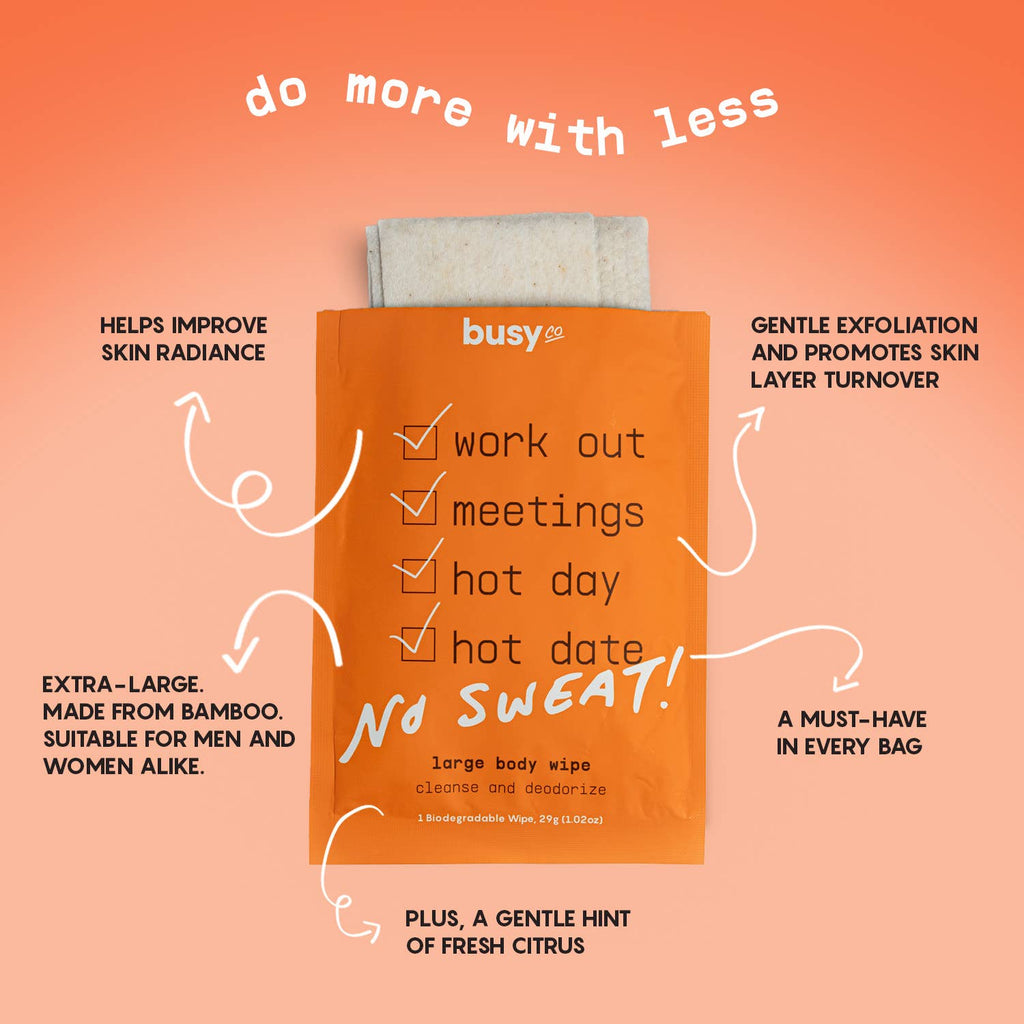 Busy Co - Refresh XL Body Wipes with Glycolic Acid & Charcoal