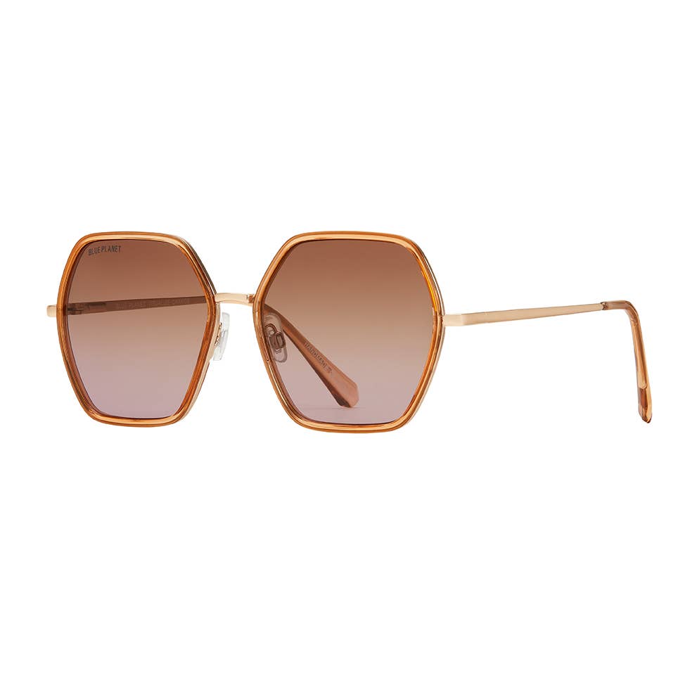 Blue Planet Eco-Eyewear - Addyson- Matte Beige /Gold / Smoke Polarized Lens
