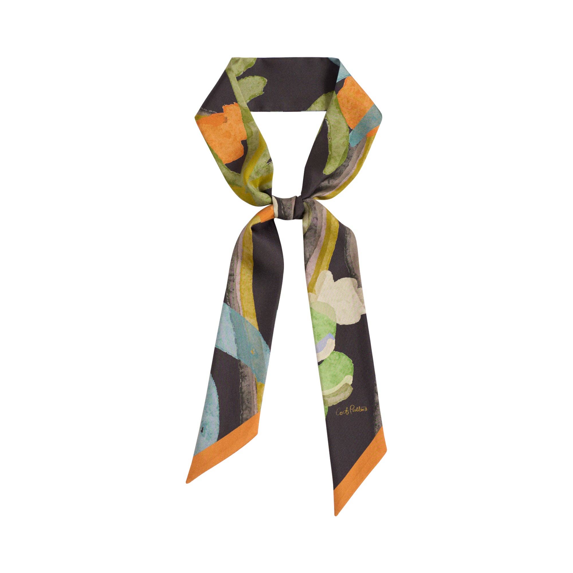 Lost Pattern NYC - "Ethereal Mirage" Silk Twill Skinny Scarf