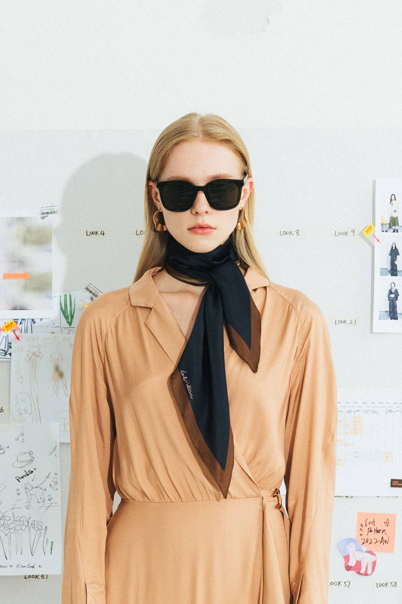 Lost Pattern NYC - "Satin" Silk Neck Scarf - Black