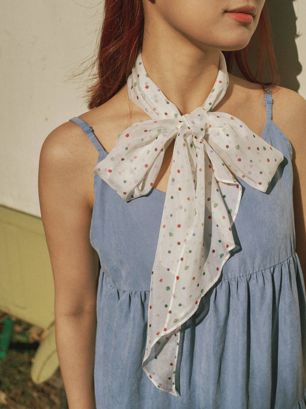 Lost Pattern NYC - "Petal Veil" Silk Chiffon Neck Scarf - Rainbow Gummies
