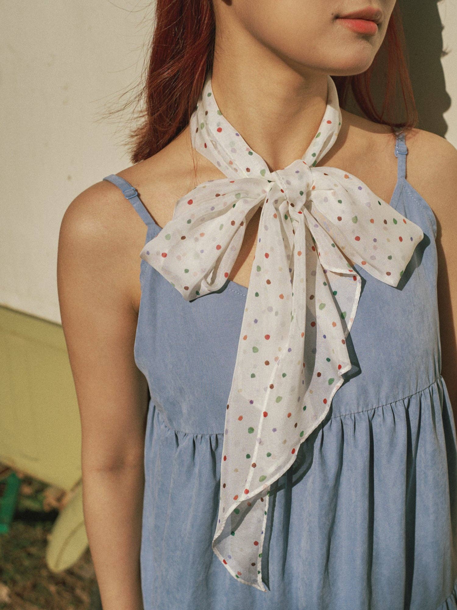 Lost Pattern NYC - "Petal Veil" Silk Chiffon Neck Scarf - Rainbow Gummies