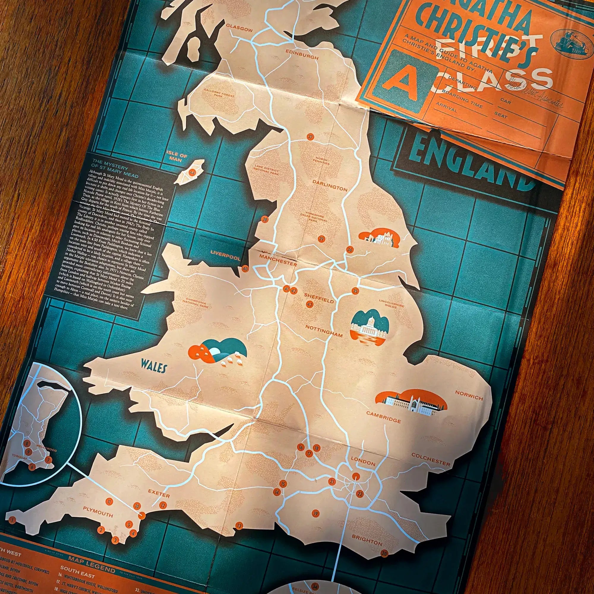 Herb Lester Associates - Agatha Christie's England - Art Map & Cultural Guide
