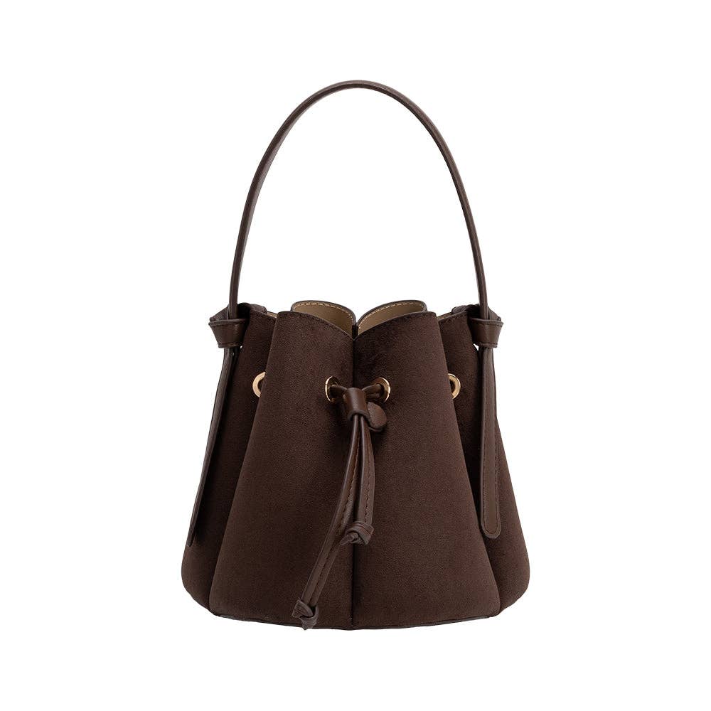 Melie Bianco - Laguna Mini Chocolate Recycled Vegan Suede Top Handle Bag
