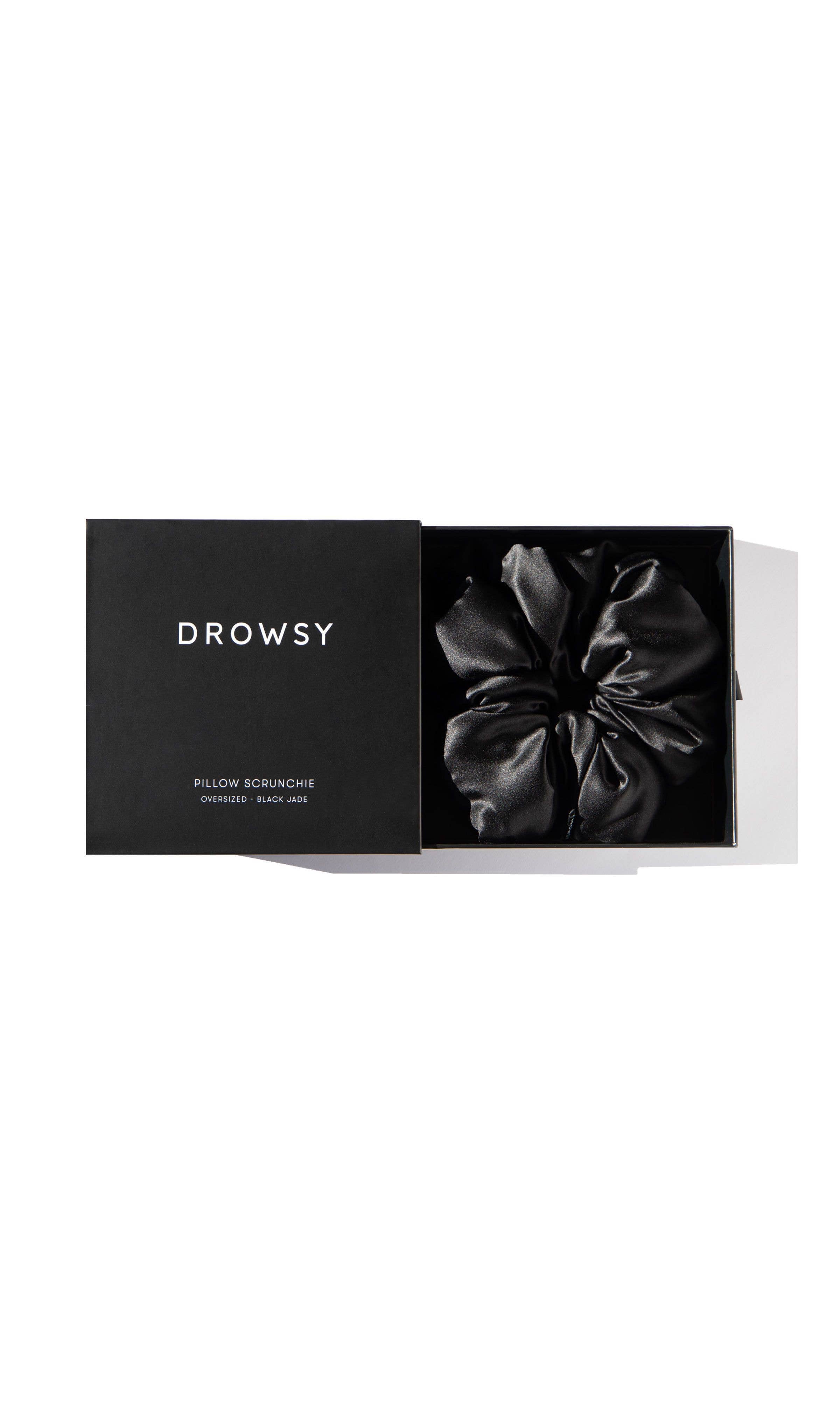 Drowsy Sleep Co. - Black Jade Silk Padded Scrunchie
