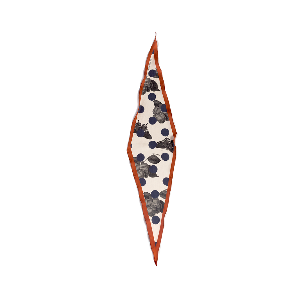 Lost Pattern NYC - "Noir Floral" Silk Diamond Neckerchief