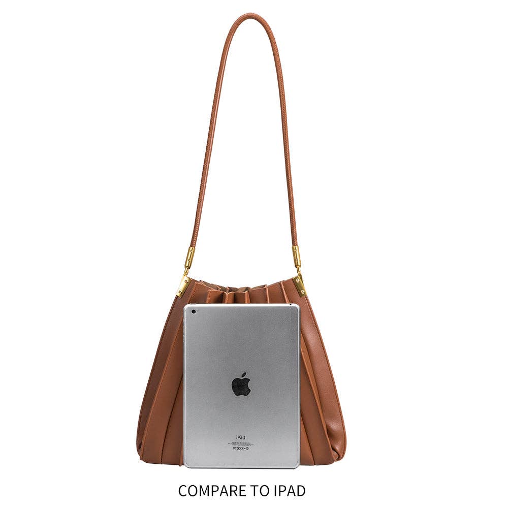 Melie Bianco - Carrie Ivory Pleated Vegan Leather Shoulder Bag