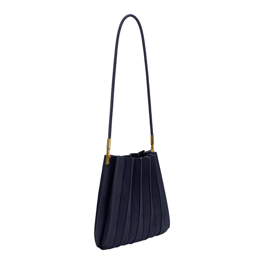 Melie Bianco - Carrie Navy Vegan Suede Shoulder Bag