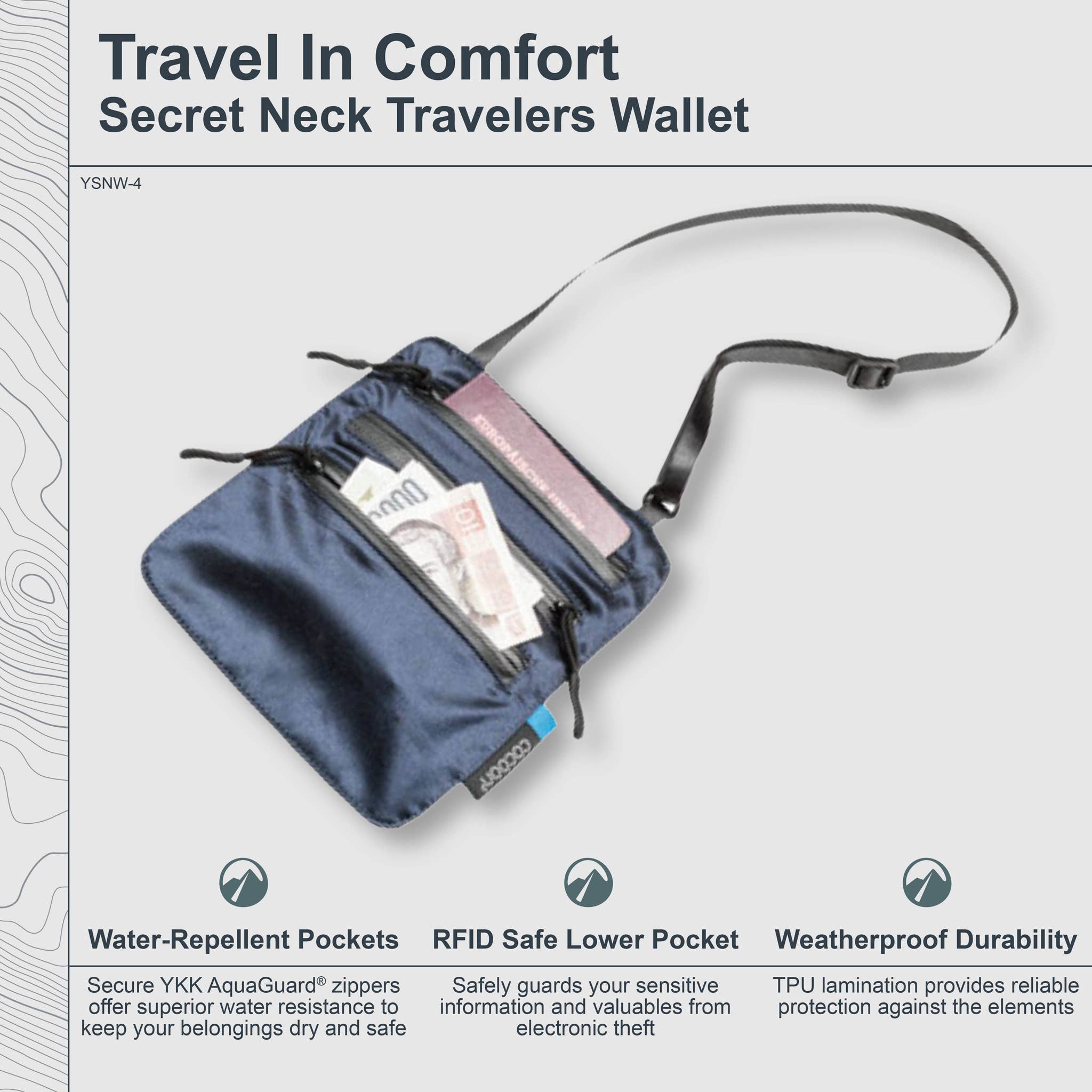 COCOON - Secret Neck Wallet 100% Waterproof Silk RFID