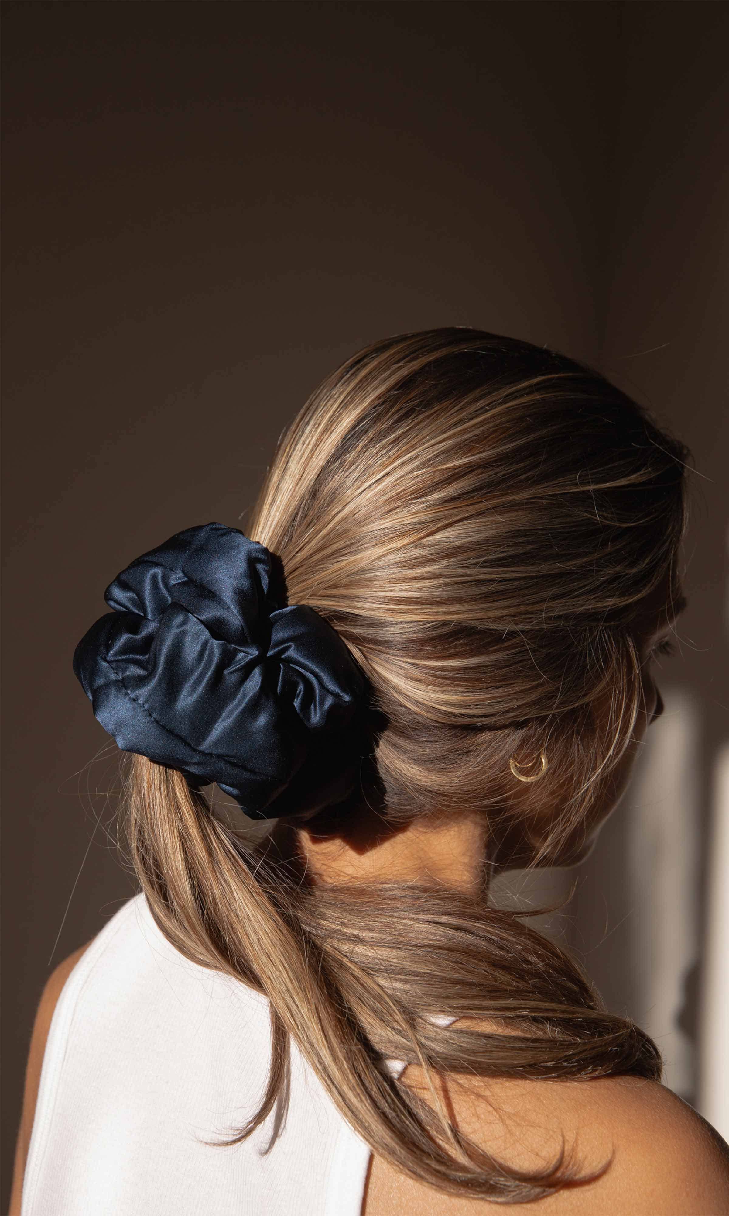 Drowsy Sleep Co. - Midnight Blue Silk Padded Scrunchie