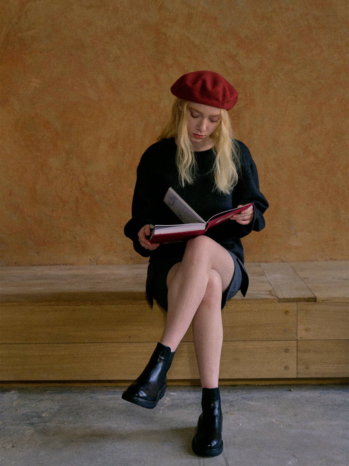 Lost Pattern NYC - "Bon Chic" Wool Beret- Bordeaux Red