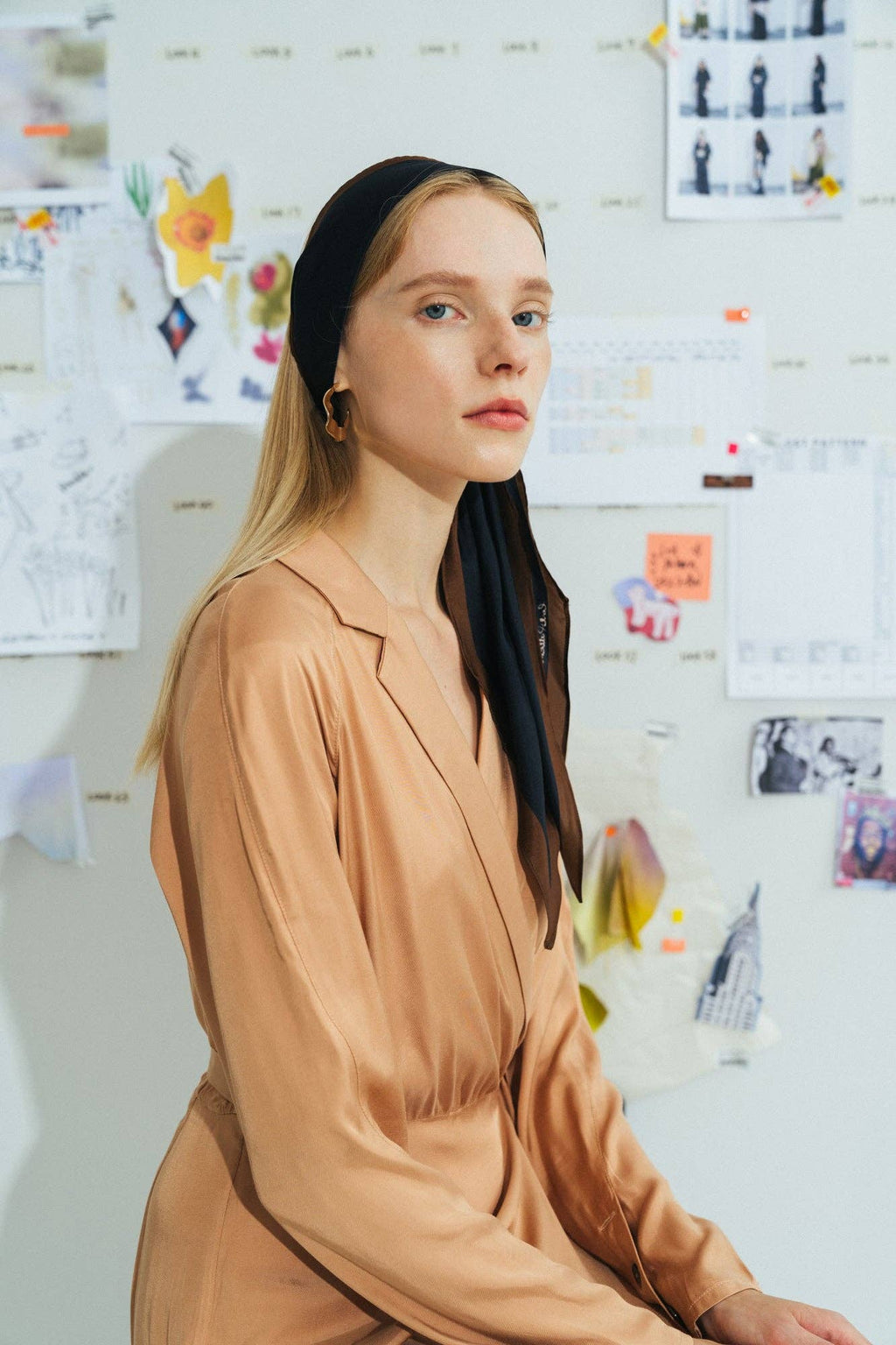 Lost Pattern NYC - "Satin" Silk Neck Scarf - Black