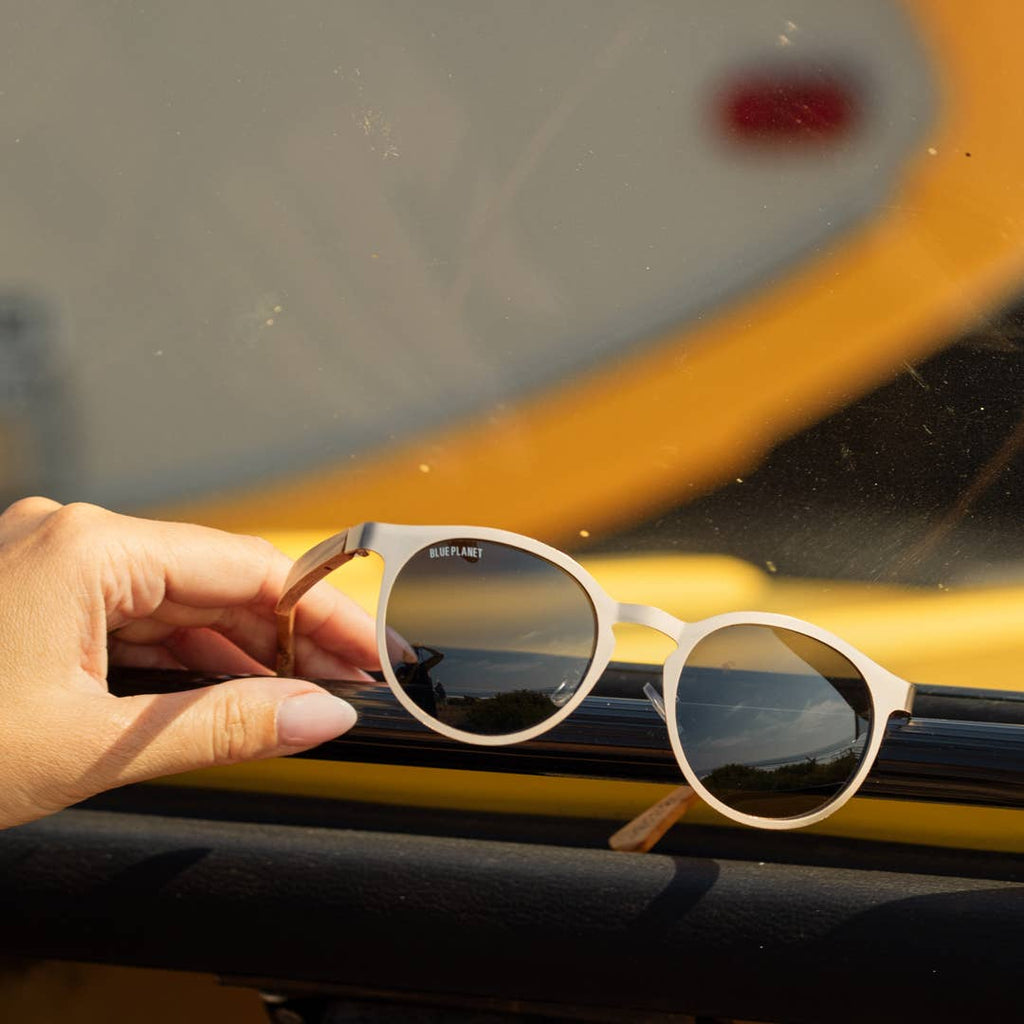 Blue Planet Eco-Eyewear - Aren - Matte Silver / Light Walnut Wood / Grey