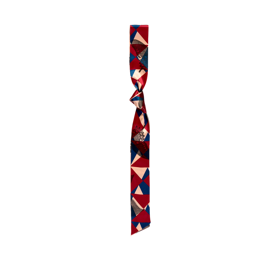Lost Pattern NYC - "Prism" Silk Skinny Scarf - Crimson Red