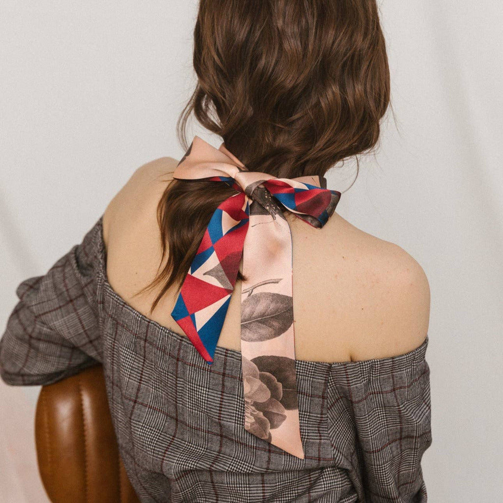 Lost Pattern NYC - "Prism" Silk Skinny Scarf - Crimson Red