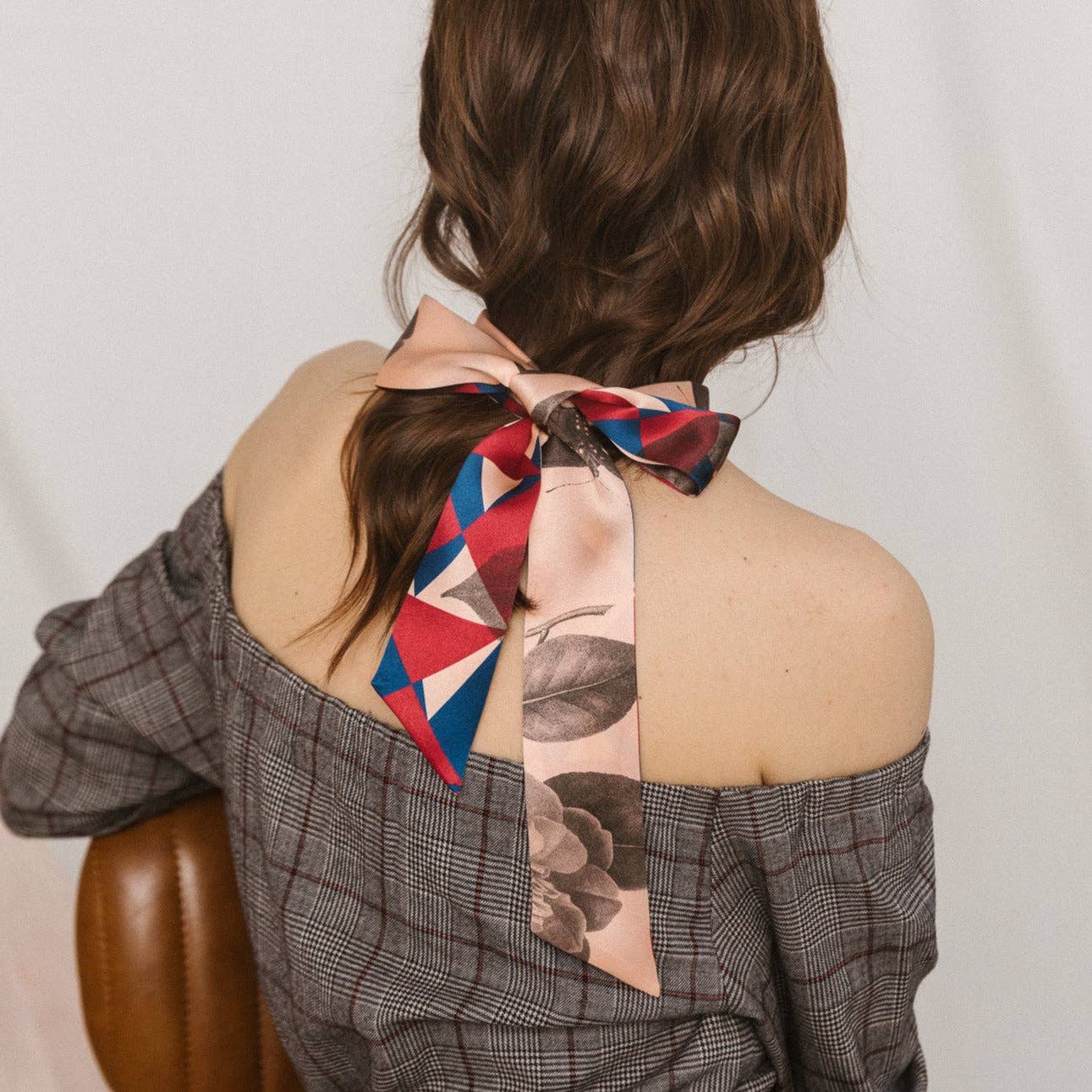 Lost Pattern NYC - "Prism" Silk Skinny Scarf - Crimson Red