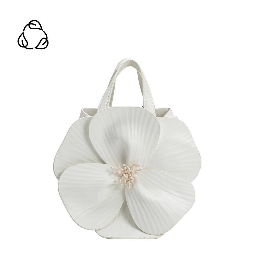 Melie Bianco - Monroe Ivory Flower Recycled Vegan Leather Top Handle Bag
