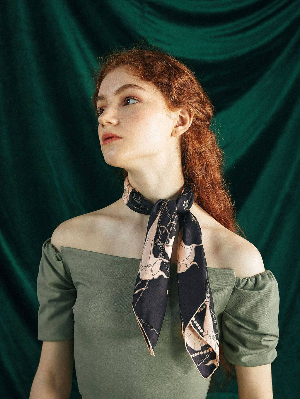 Lost Pattern NYC - "Datura" Silk Bandana Scarf - Espresso
