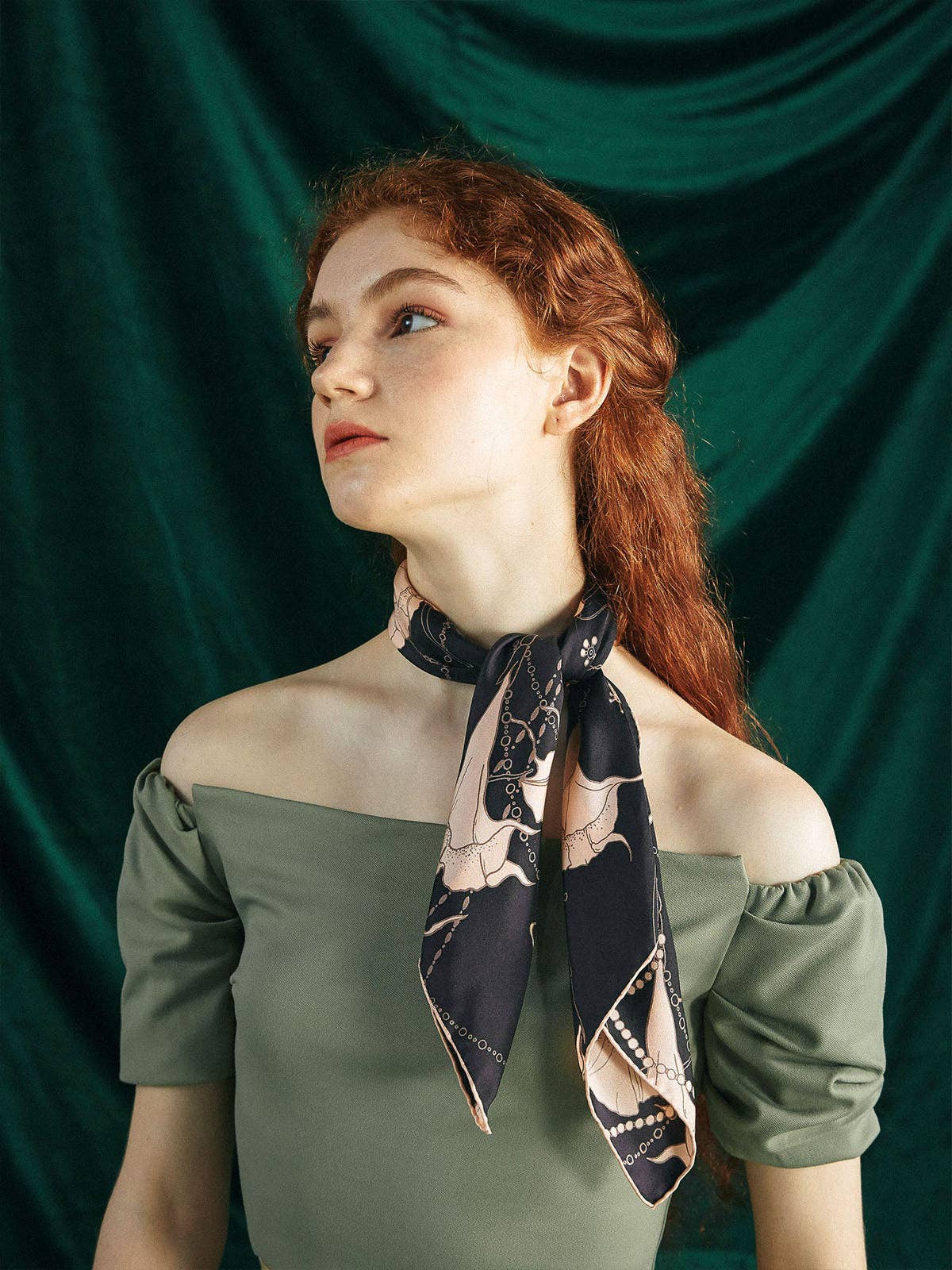 Lost Pattern NYC - "Datura" Silk Bandana Scarf - Espresso